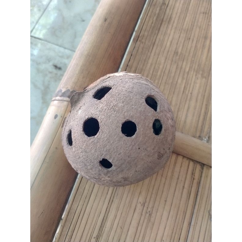Batok kelapa lobang 7 alami/tempurung kelapa/kelapa kering/hiasan batok kelapa