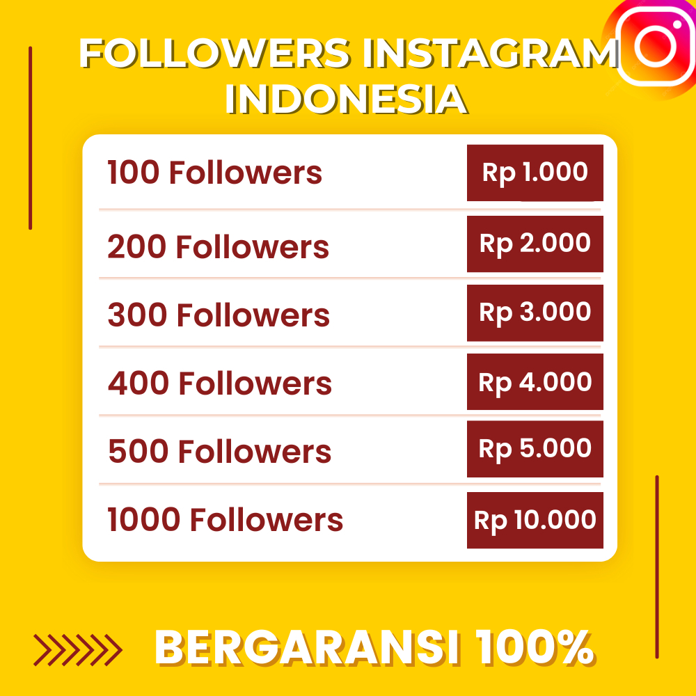 Followers Instagram Aktif Indonesia Permanen Jasa Follower IG Termurah