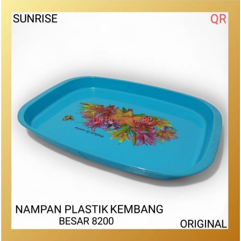 Nampan Plastik Besar Sunrise 8200 Motif Bunga / Loyang Persegi Serbaguna
