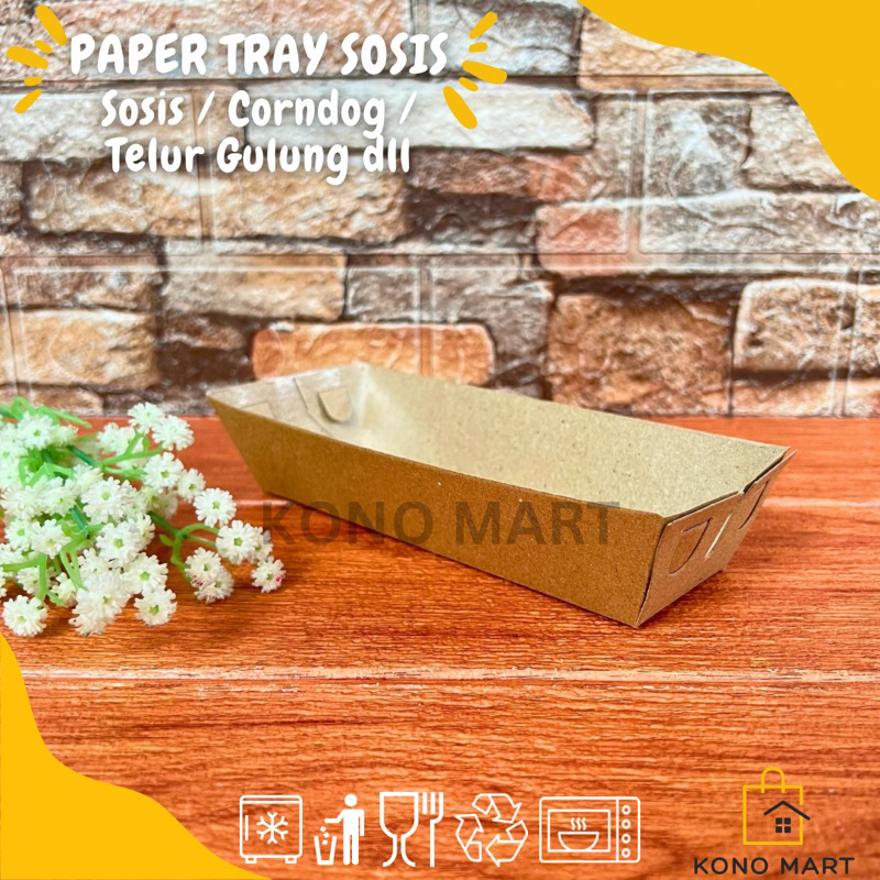 Paper Tray Sosis Corndog Telur Gulung Hotdog / Paper Tray Sosis Panjang / Tray Panjang / Paper Tray 
