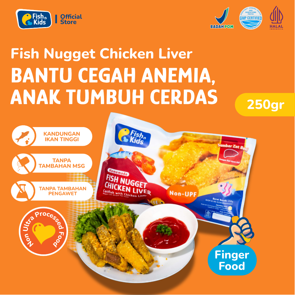 

Fish n Kids - Nugget Lele + Hati Ayam Nugget 250 gr Non MSG - Homemade Non UPF BPOM HALAL