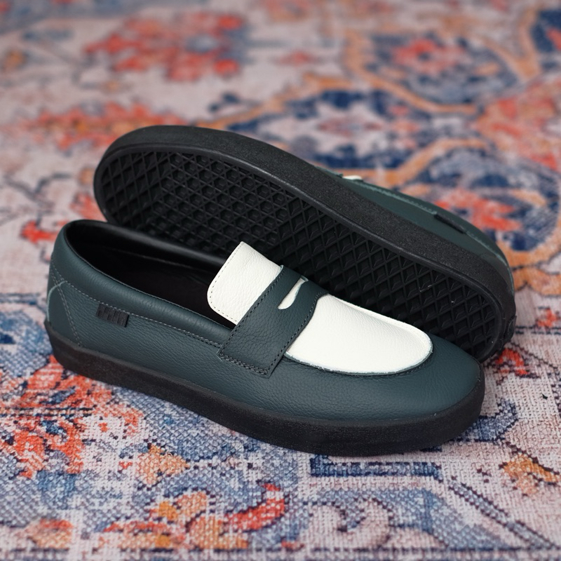 VANS SLIP ON PRO SKATE LOAFEE LEATHER DARK FOREST 100% ORIGINAL RESMI