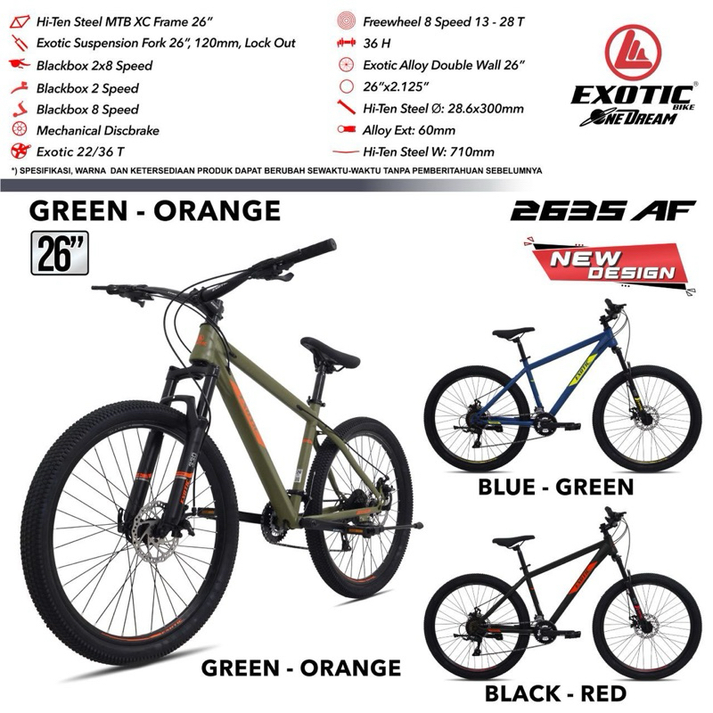 Sepeda Gunung MTB 26 Inch Exotic 2635 AF By Pacific Terbaru murah promo bisa paylatter sepeda gunung