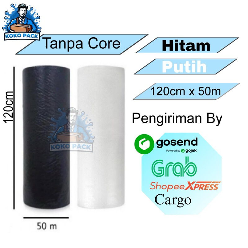 

(BISA INSTAN) Bubble Wrap Roll tanpa core TEBAL dan SEDANG Bubblewrap Hitam Putih 120 cm x 50 Meter