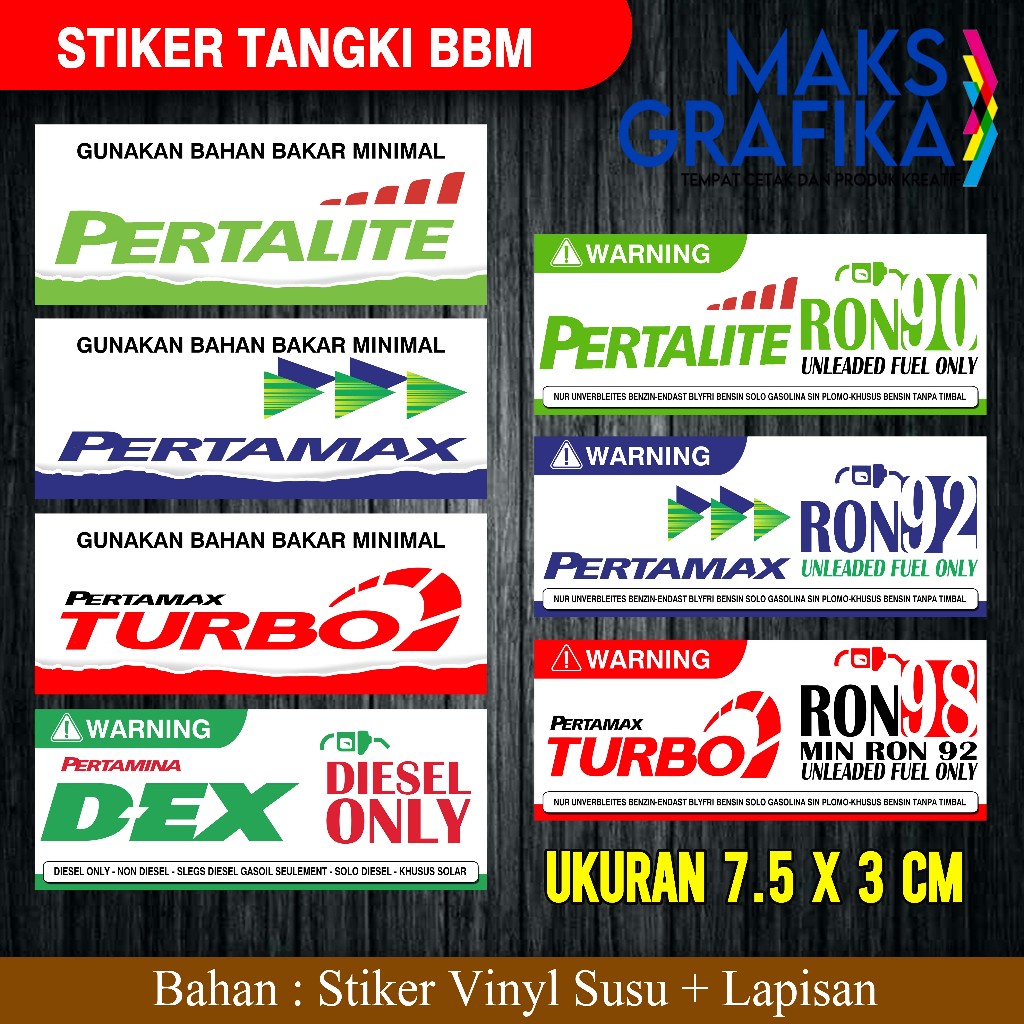 

Stiker Tangki Bahan Bakar PERTAMAX TURBO PERTALITE Stiker SPBU RON Stiker Viral