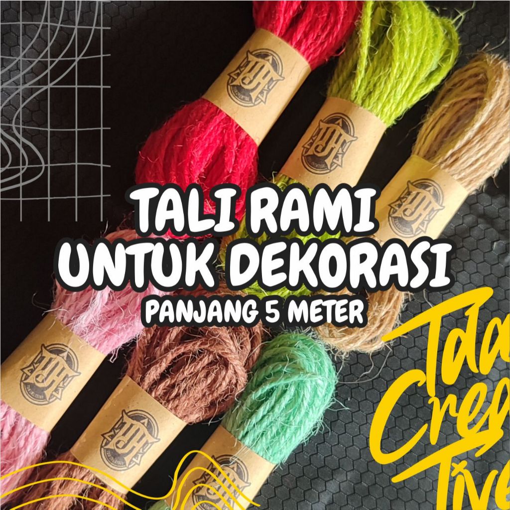 

Tali Rami 2 ply tali dekorasi, hangtag panjang 5 meter