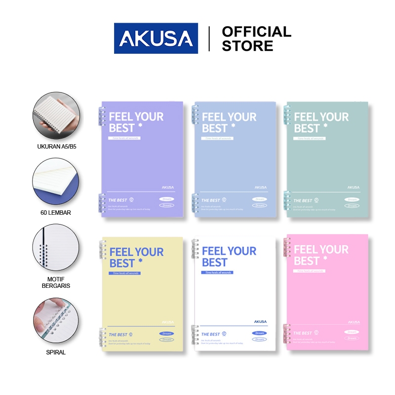 

AKUSA Binder Note A5/B5 Buku Catatan Buku Tulis Motif Aesthetic Binder Note Book Dengan Ring Spiral Kuat Dapat Dibuka BN004