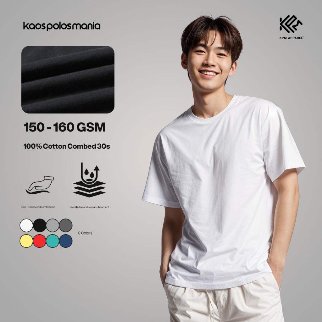 [SUPER LEMBUT] KPM Apparel Kaos Polos Soft Premium Reguler Size Dewasa Cotton Combed 30s Lengan Pend