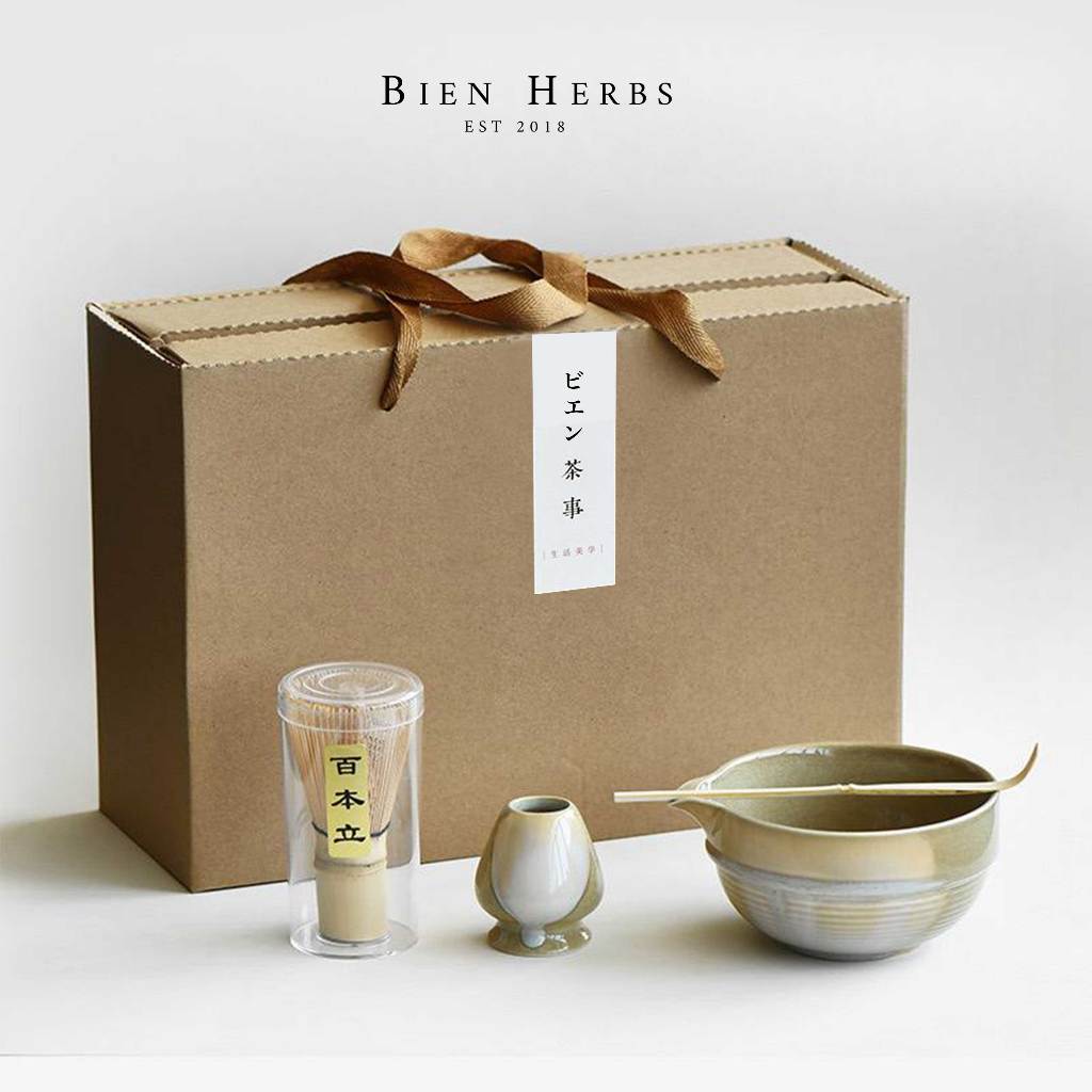 BIEN 4in1 Matcha Starter Kit Basic Set Hadiah Gift Pembuat Pengaduk Matcha Jepang Chasen Bambu