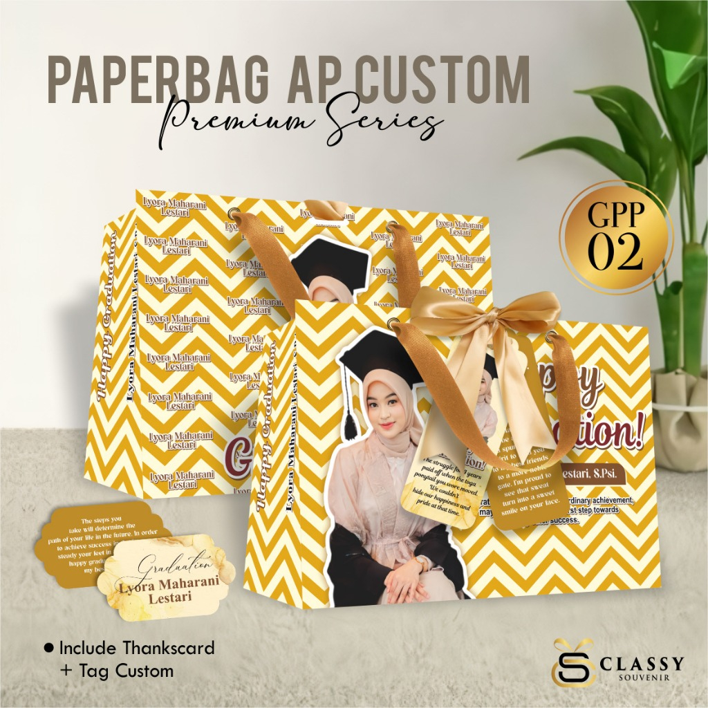 

PAPERBAG CUSTOM GRADUATION PREMIUM PAPER - PAPER BAG GIFT WISUDA THANK CARD CUSTOM [GPP]
