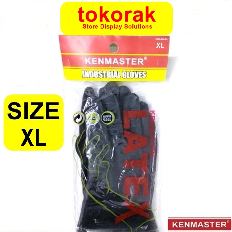 SARUNG TANGAN KARET LATEX UKURAN XL KENMASTER HAND GLOVES INDUSTRIAL HITAM SIZE XL SARUNG TANGAN PRE