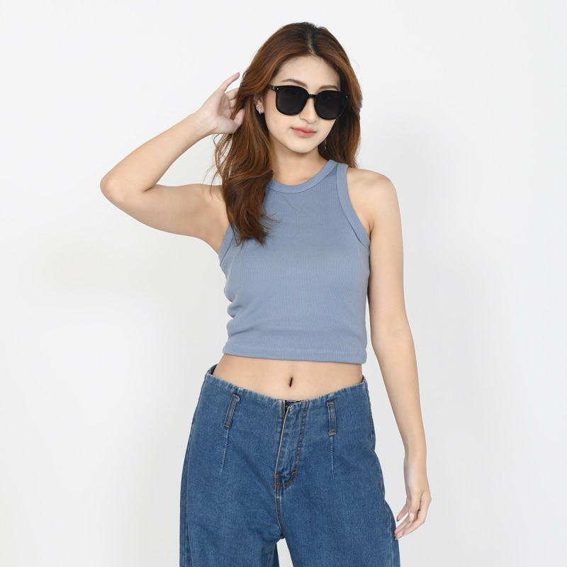 RB ORO TOP Halter Tang top Crop Top Strech Rib Knit Tangtop Wanita Crop Wanita ALL size Jumbo