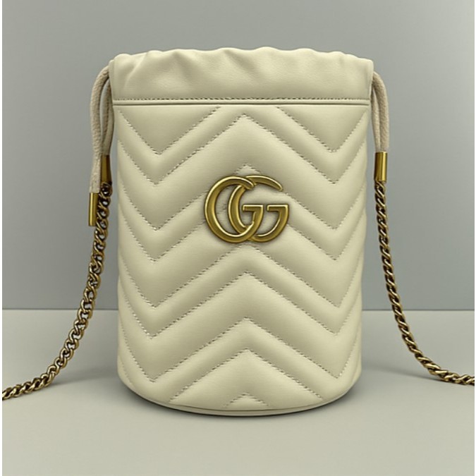 GUCCI GG Marmont Tas Ember - Tas Serut Kulit Logo Emas | Tas Bahu, Selempang & Rantai Mewah