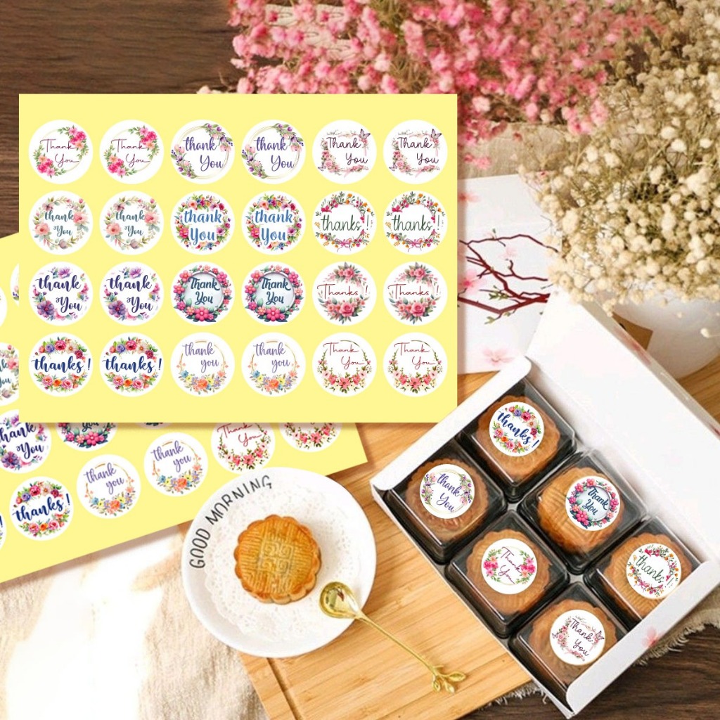 

Stiker SU 22 Thank You| Hiasan Box Kue| Hiasan Toples Kue| Stiker Label (1 Pak 10 Lembar)