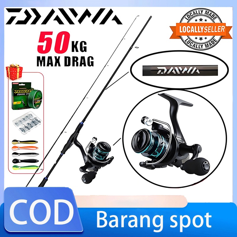 DAIWA Fishing Reel Fishing Rod  Set Spinning Reel Rod Joran Pancing ultrabender 1 Set Surf Reel
