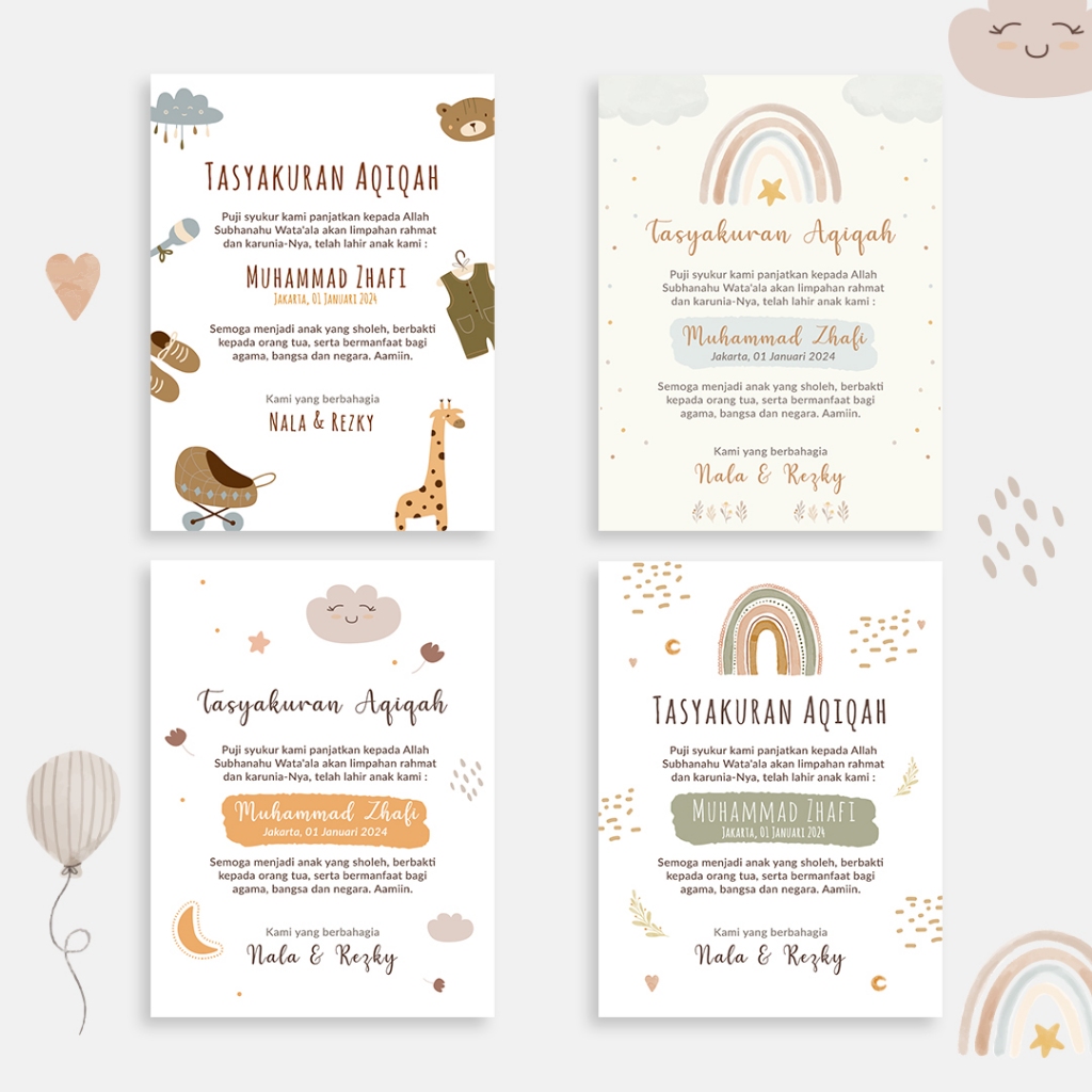 

(ISI 16 PCS) Designall Stiker Label Aqiqah / Stiker Aqiqah / Stiker Kelahiran (Stiker & Kartu) - TQ