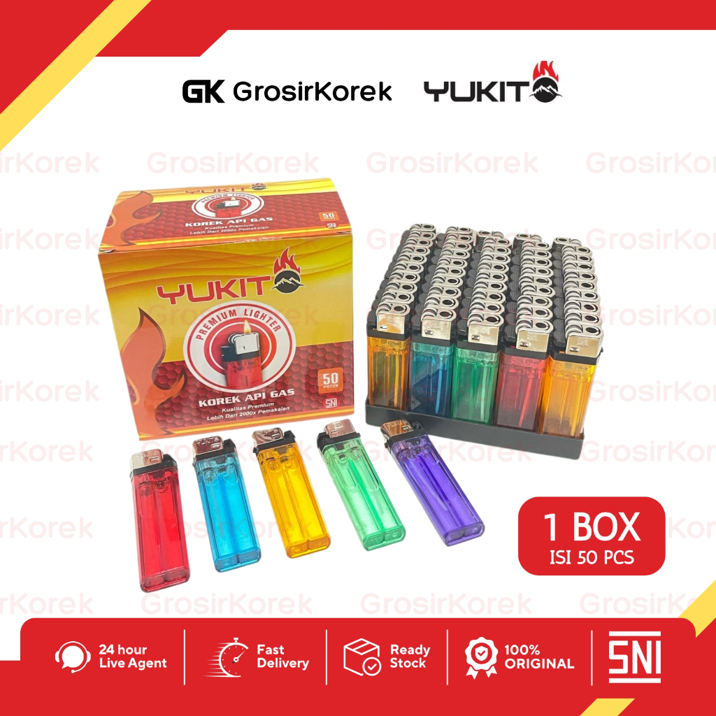 Korek Api Gas YUKITO - 1 box isi 50 pcs - Korek Grosir - Korek Untuk Pedagang