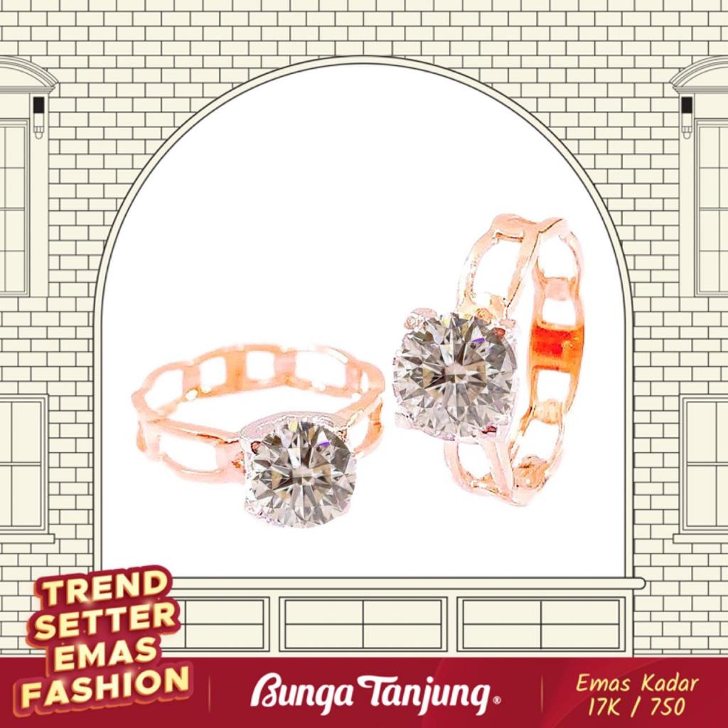 CINCIN TUNANGAN SOLITAIRE SISIK NAGA - EMAS 17K - BUNGA TANJUNG GOLD