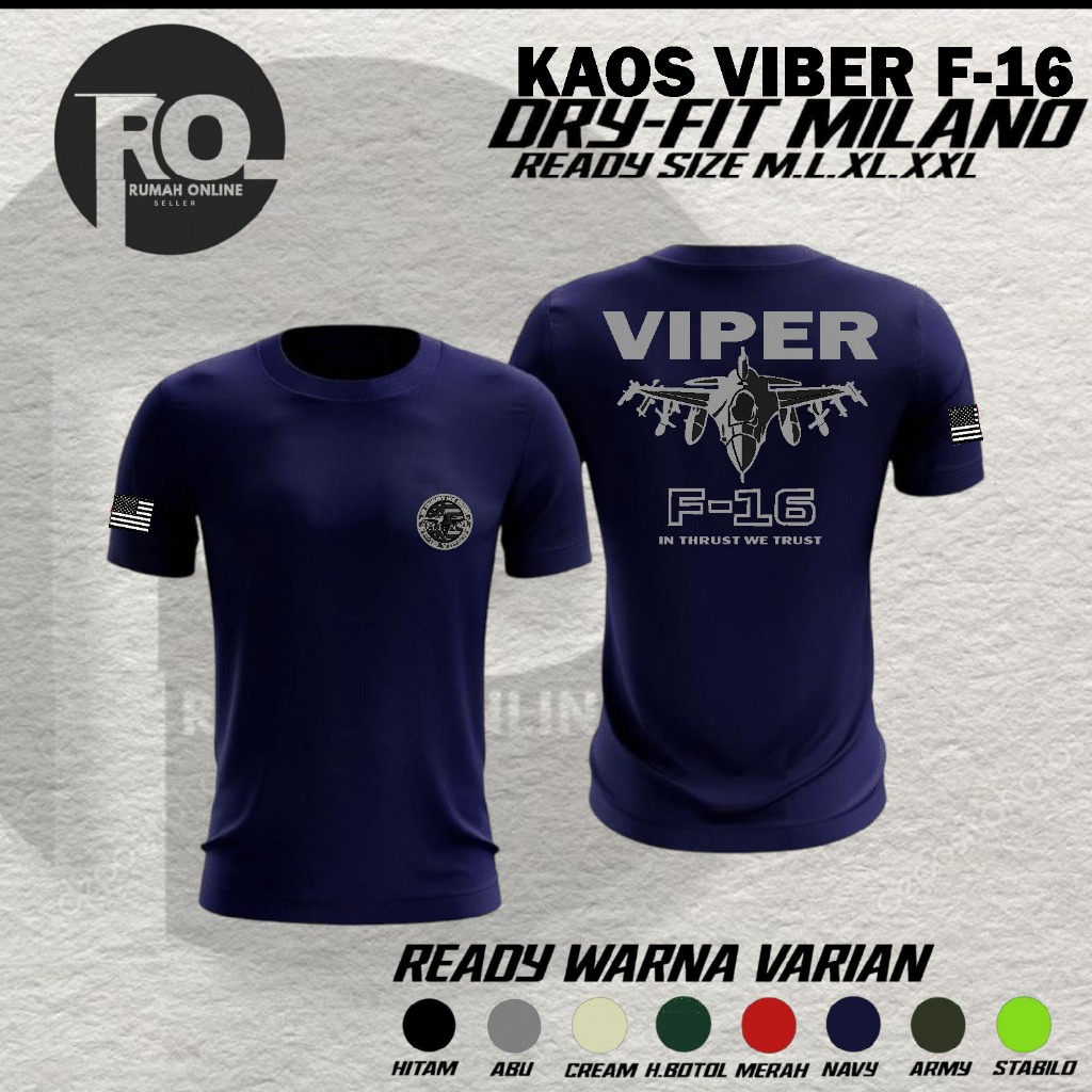 kaos jersey VIPER F-16 Kaos Angkatan Bersenjata Kaos Jet F-16 Bahan Dryfit milano