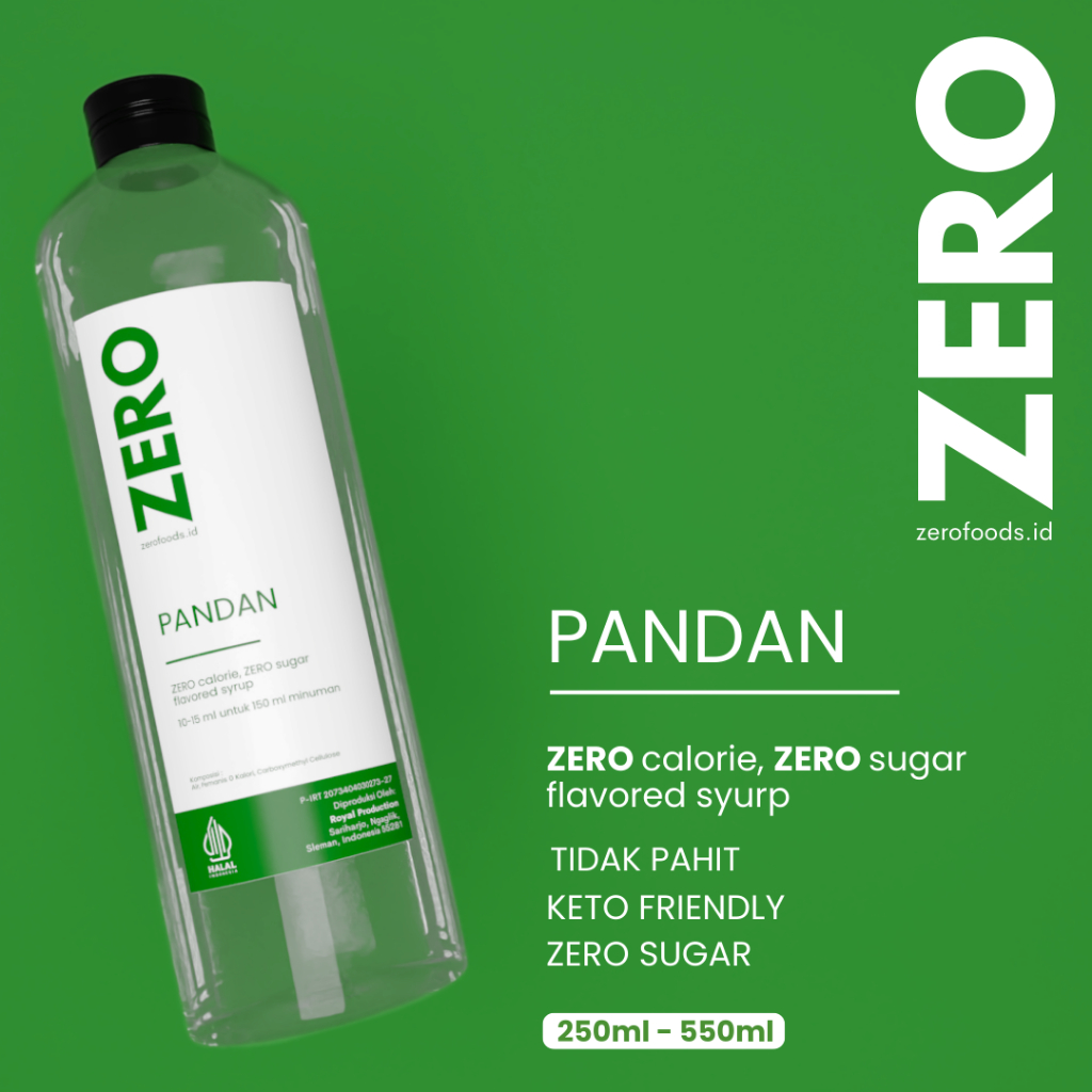 

Sirup Keto Diet 0 Calorie Bebas Kalori - ZERO 250 ml, 550 ml - Syrup Pandan