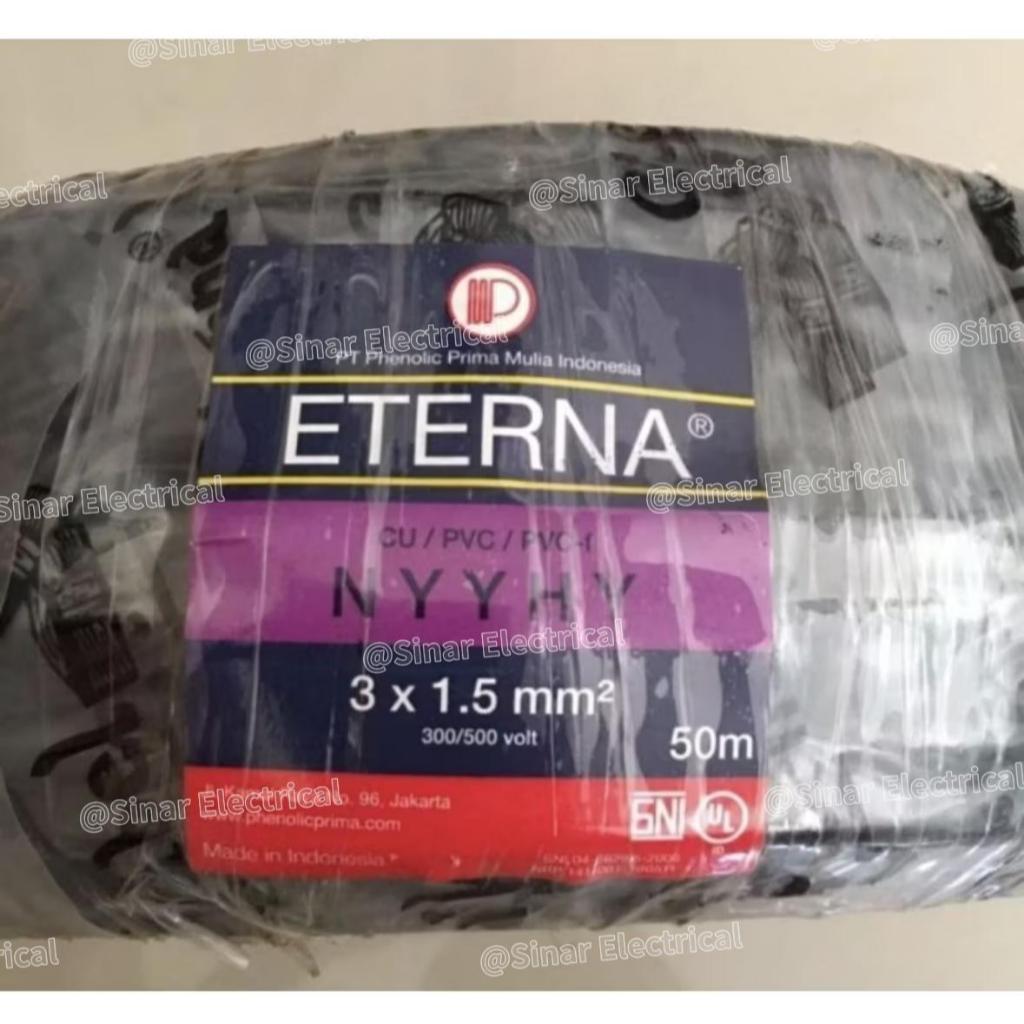 Kabel Eterna NYYHY 3x1.5mm | Kabel Eterna Serabut Hitam 3x1,5mm | Kabel Serabut NYYHY | ORIGINAL SNI