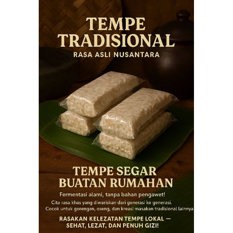 

Tempe Tradisional Segar 250gr – Asli Buatan Rumahan, Tanpa Pengawet!