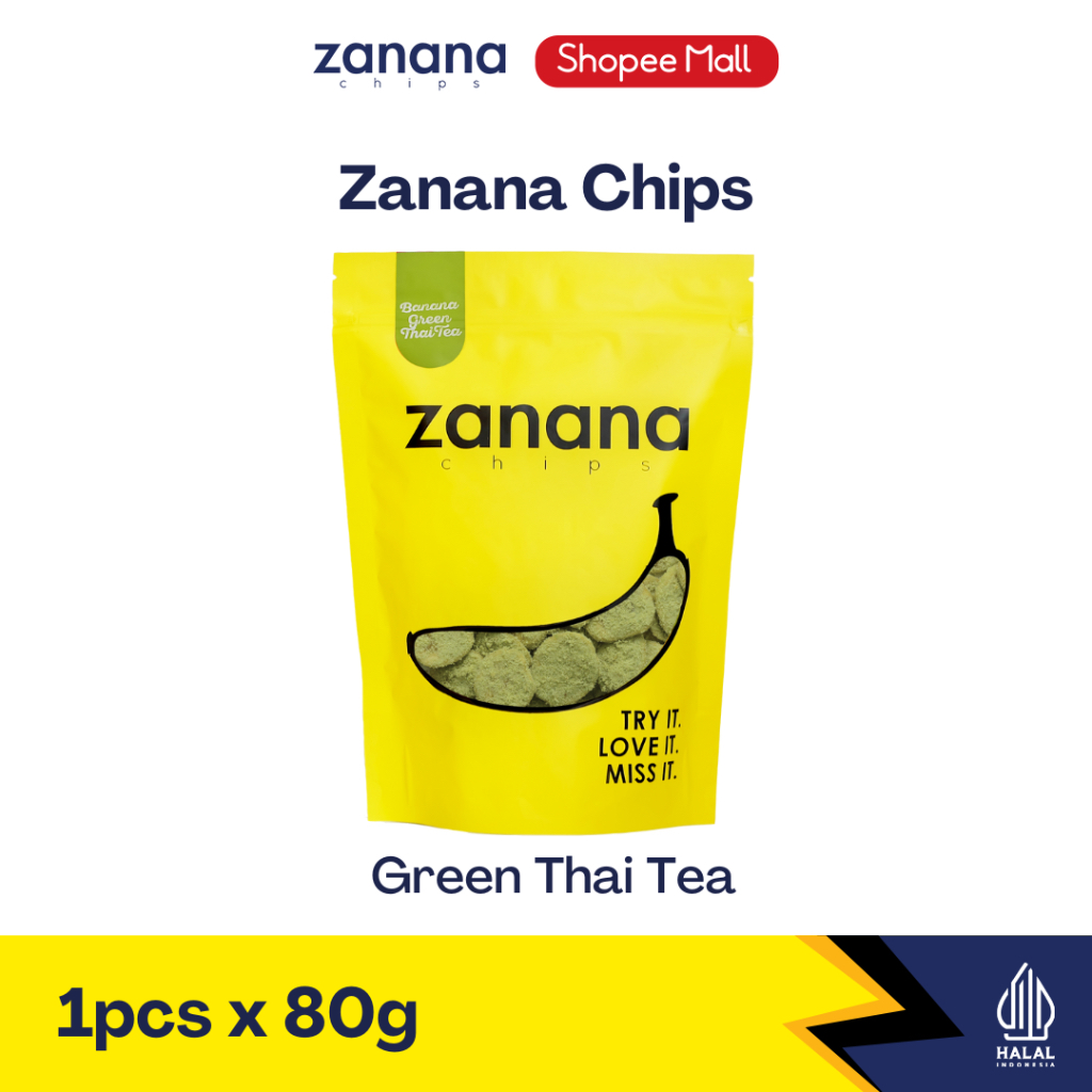 

Zanana Chips Green Thai Tea | Keripik Pisang Bumbu Tebal dan Renyah