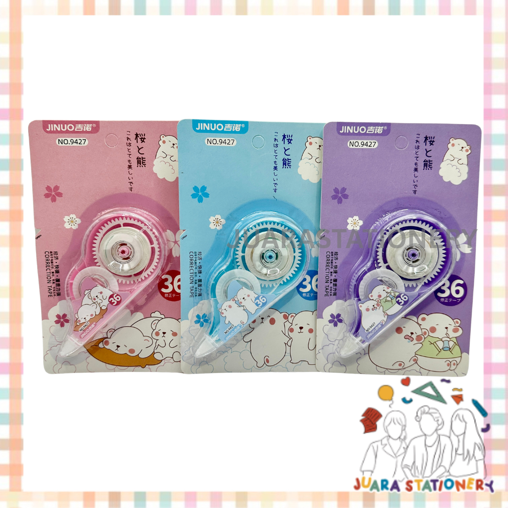 

(722) JUARASTATIONERY Correction Tape Jinuo 9427 / Tip Ex Kertas Bear Tip-Ex
