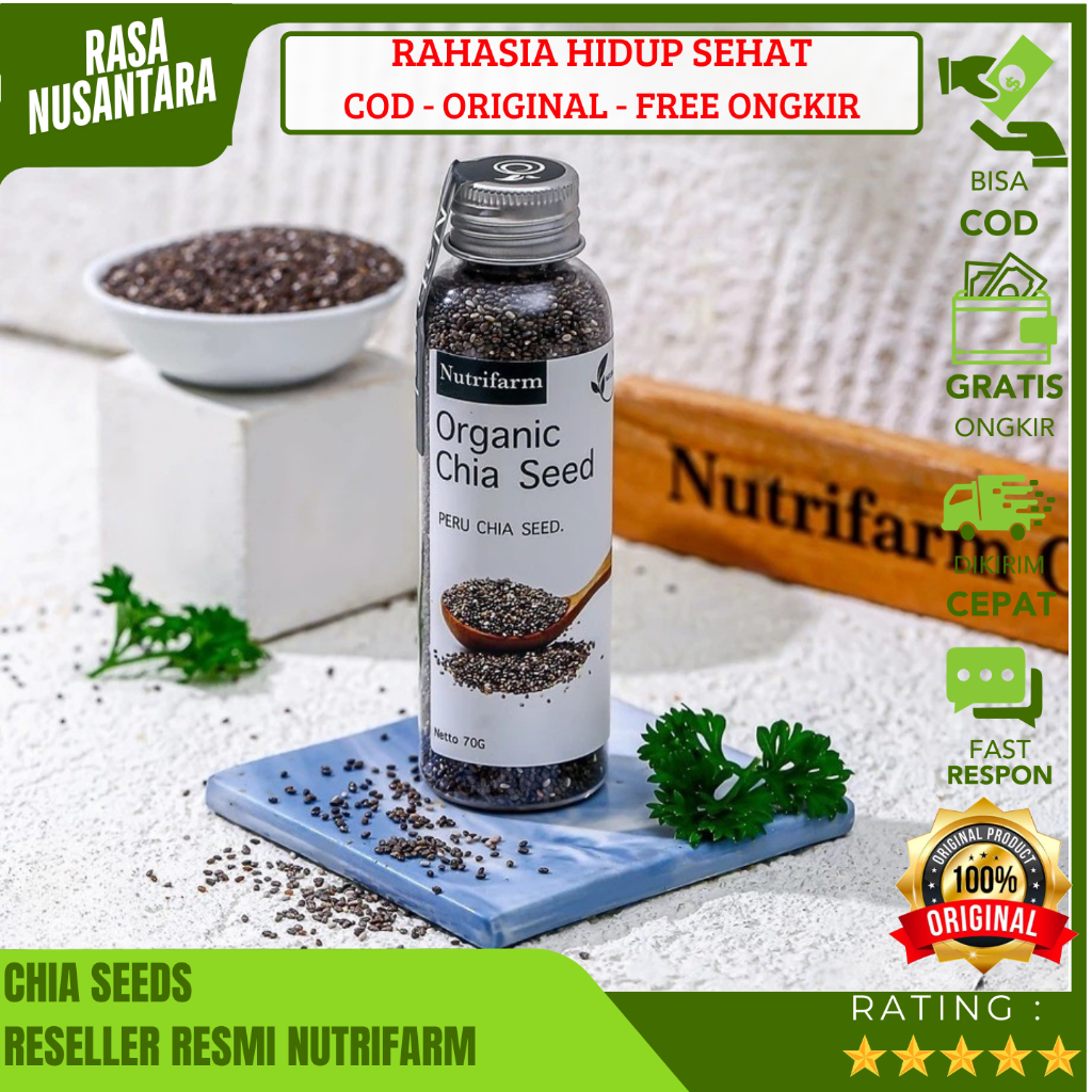 

NUTRIFARM CHIA SEED ORGANIC (GRATIS ONGKIR) Biji Selasih Bagus Untuk Diet 70gr,150gr,300gr / Black Chia Seed Premium Antioksidan Dari Mexico / Chia Seed Organic Asli Tanpa Campuran / Chia Seed Kualitas Terbaik Untuk Diet Keto Kaya Serat Pengganti Nasi