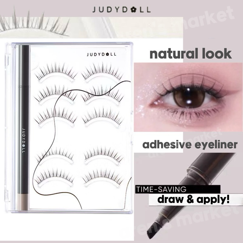 JUDYDOLL self adhesive eyelashes set + eyeliner pinset bulumata tempel tanpa lem original