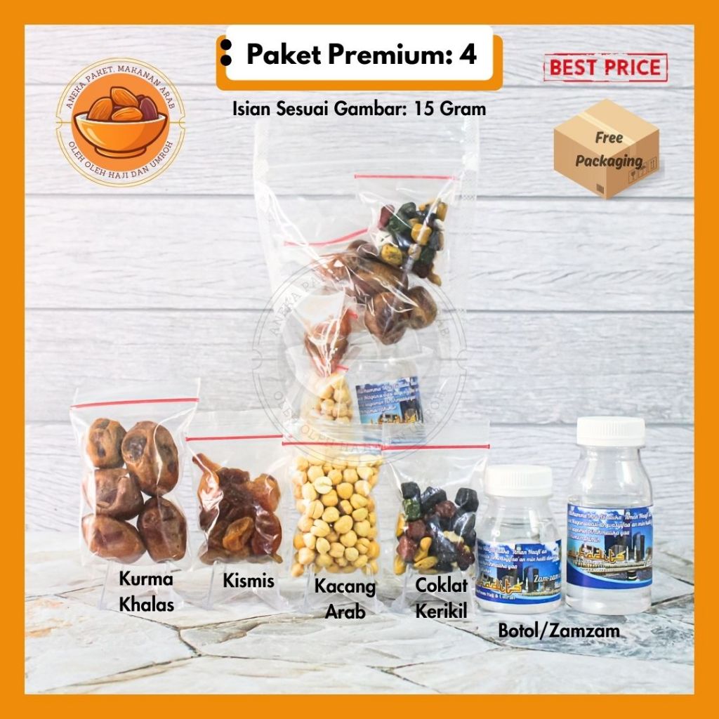 

Paket Oleh Oleh Haji dan Umroh Isi 15gr / Hampers Kemasan Standing Pouch + tasbih + Coklat Arab + Kacang arab