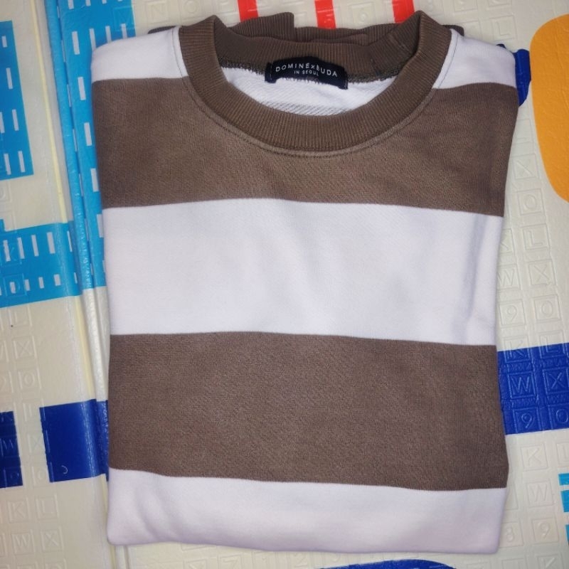 CREWNECK / SWEATER / SWEATSHIRT SALUR ARMY PUTIH