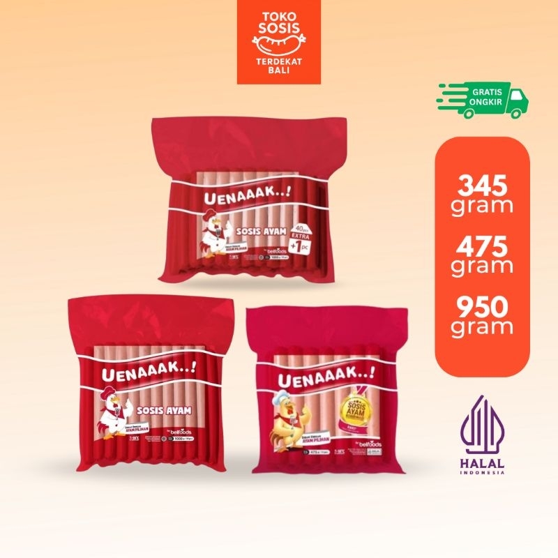 

Belfoods Uenaaak Sosis Ayam Merah | 345gr 475gr 950gr 40+1