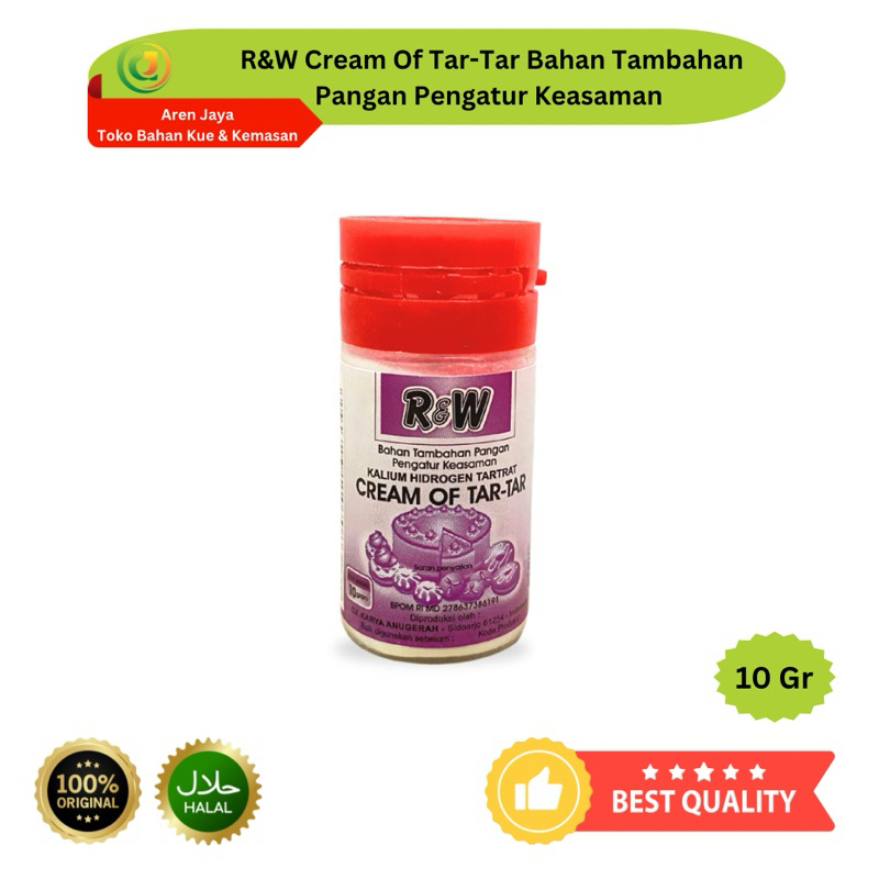 

Cream Of Tartar Rajawali R&W RW Bahan Tambahan Pangan Pengatur Keasaman 10 Gram Original