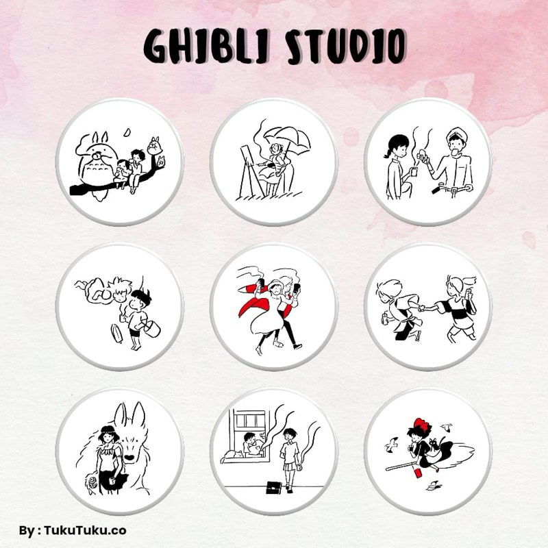 Pin Bross Peniti 44mm Studio Ghibli / Badge 44mm Anime Ghibli / Pin Button 44mm Studio Ghibli