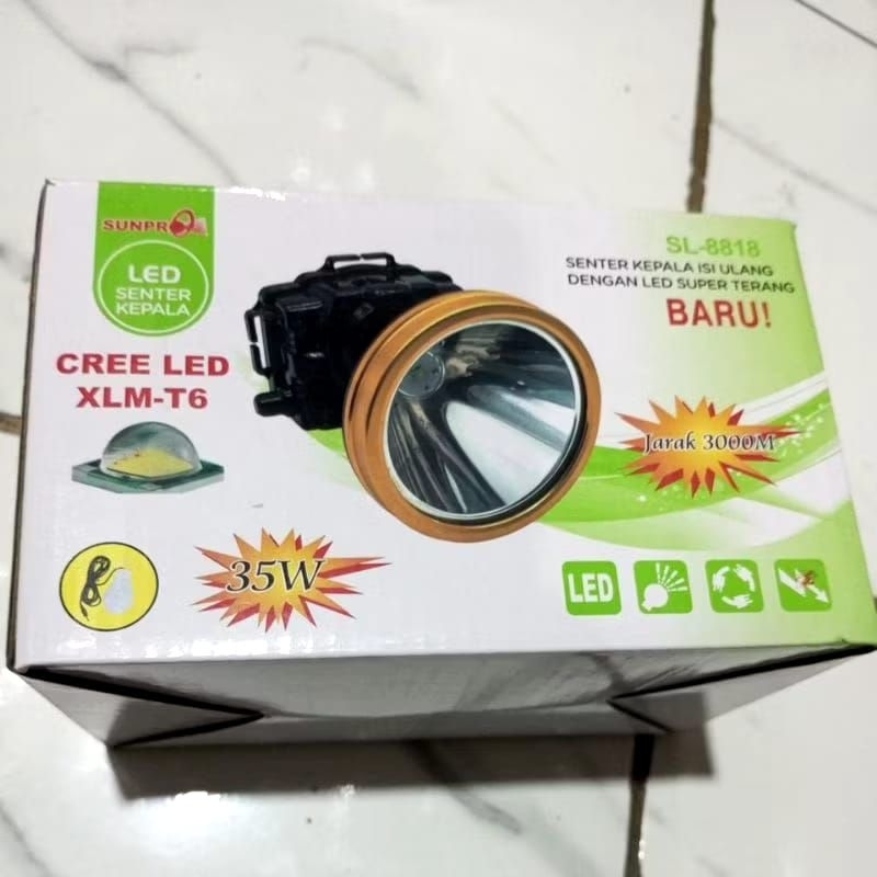 senter kepala sunpro 35 Watt SL 8818 free bolham emergency / senter kepala sunpro original