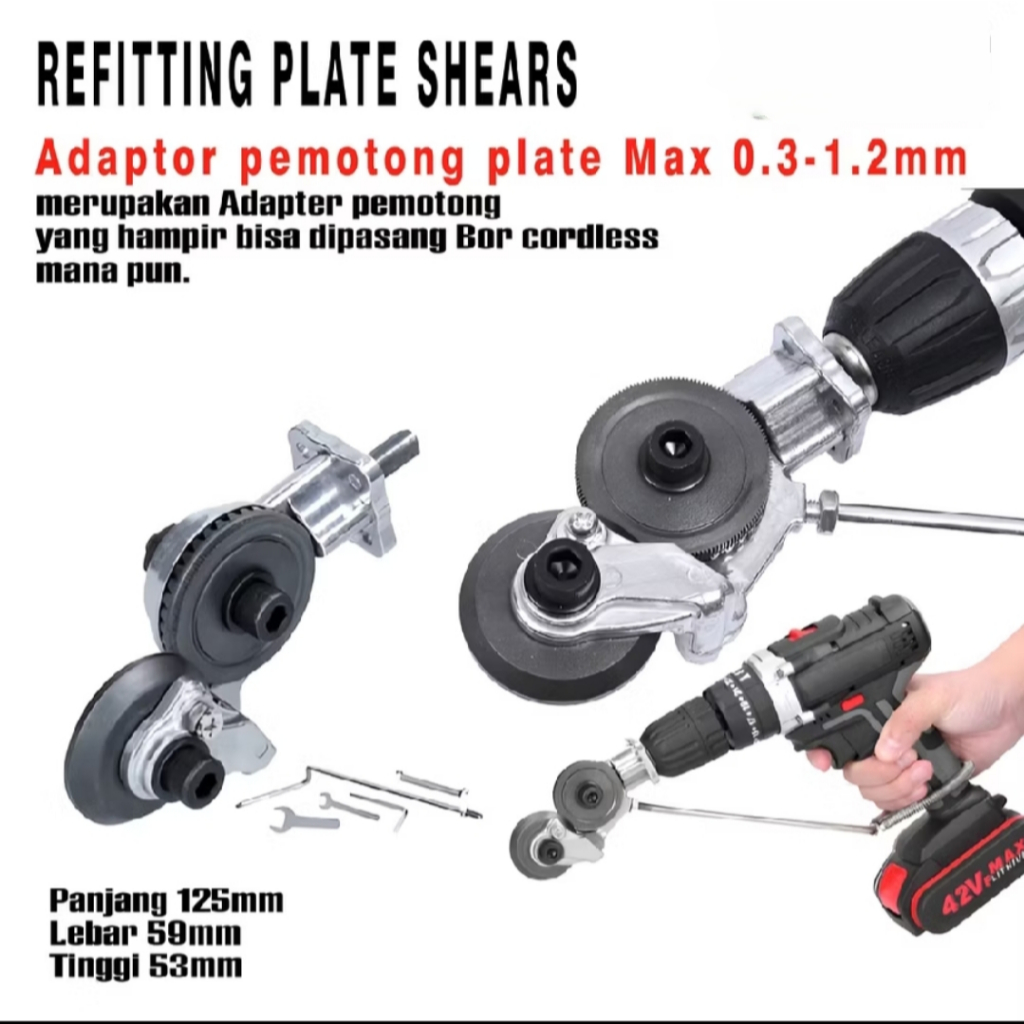 Mollar Adaptor Bor gunting potong Plat besi seng - adaptor pemotong seng (Tidak termasuk Bor)