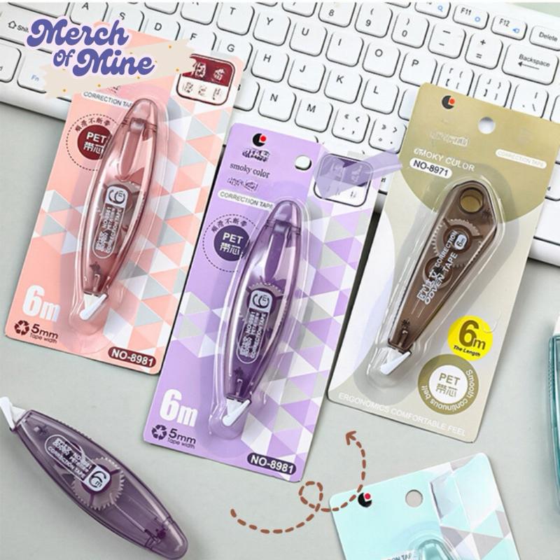 

Merch Of Mine - Correction Tape / Tipe X Smoky Color Pita Koreksi Bentuk Triangel Oval