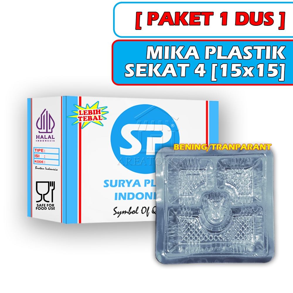 [GROSIR 1 DUS] Mika Nasi Dus Box Makanan Sekat 4 15 x 15 [PAKET USAHA TOKO DISTRIBUTOR PLASTIK MIKA]