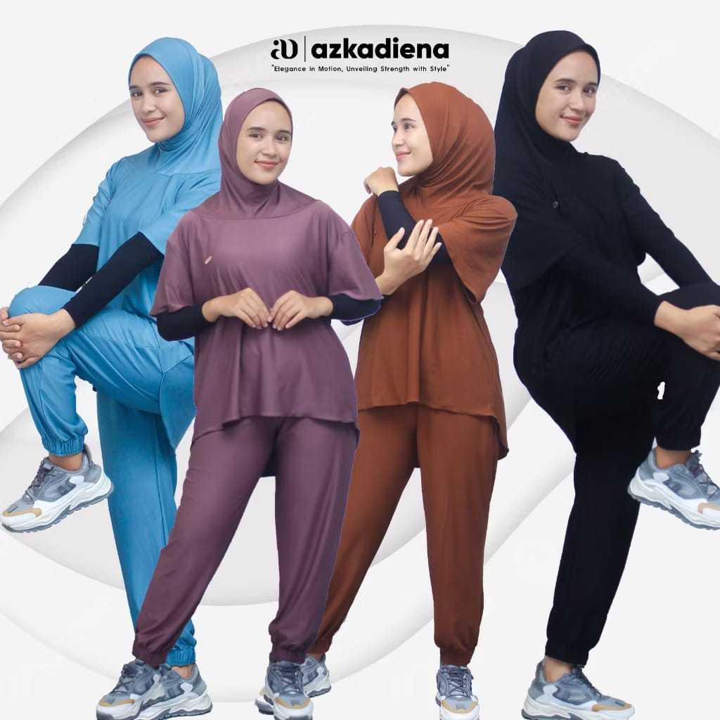 Setelan Training Olahraga Wanita Muslim Baju Pakaian Olahraga Wanita Hijab Muslimah Setelan Oneset