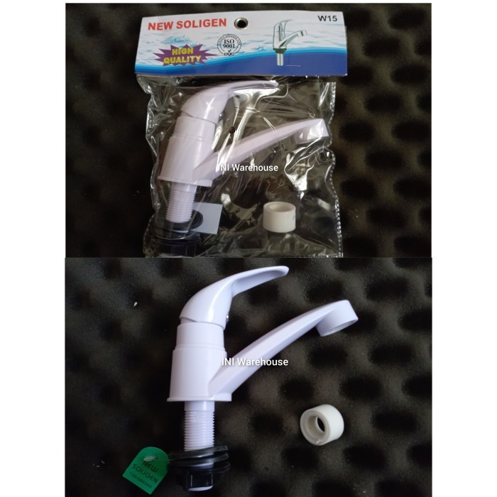 New Soligen W15 Kran Air Tanam Wastafel PVC Model Angkat