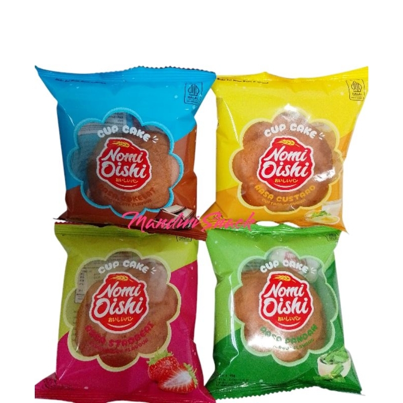 

ROTI NOMI OISHI Cup Cake 45 Gram Varian Rasa banyak ( Coklat, Strawberry, Pandan, Custard )