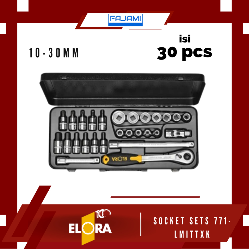 SOCKET SET ELORA 771-LMITTXK 10-30 MM ORIGINAL JERMAN / SET KUNCI MATA SOK / TOOLS SET PROFESIONAL