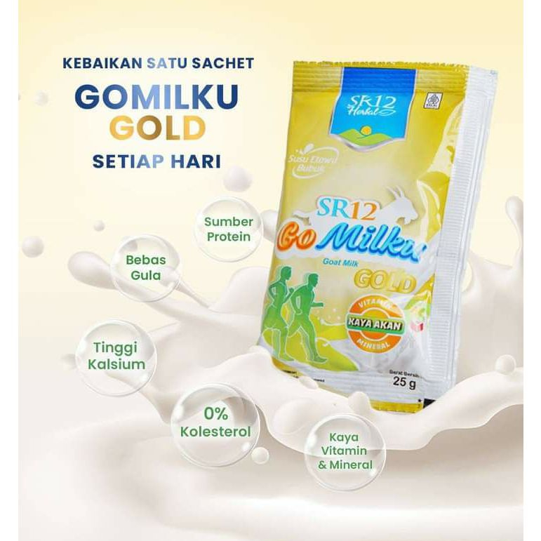 

Susu kambing etawa,gomilku gold sr12 kemasan sachet,untuk usia 30+ tulang dan sendi
