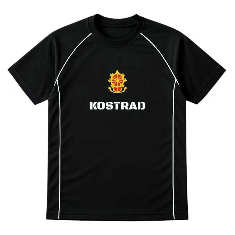 Kaos pria dewasa TNI list putih baju olahraga dryfit fashion