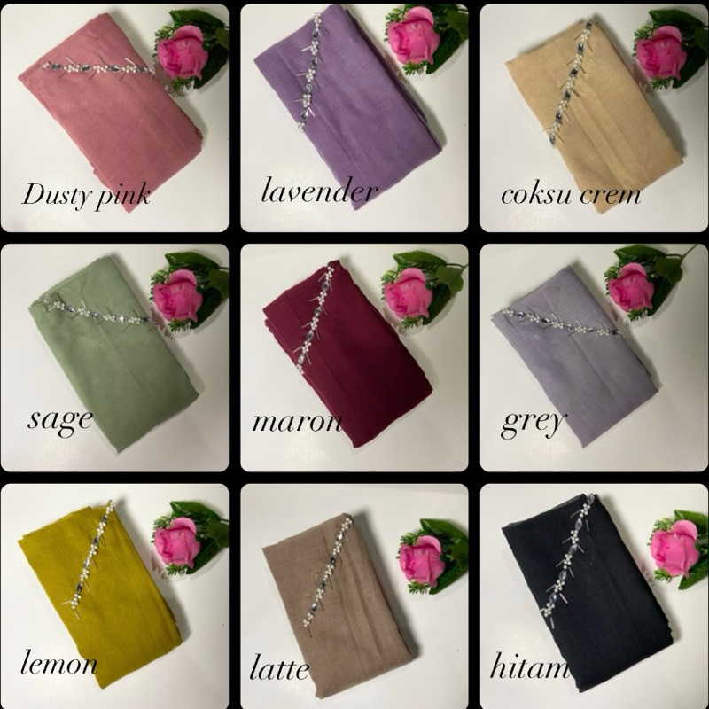 Segiempat payet Paris Jahit Tepi/Paris Payet/Hijab Wisuda