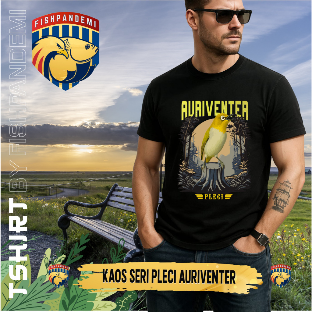 Kaos Seri Burung Pleci Auriventer size M L XL
