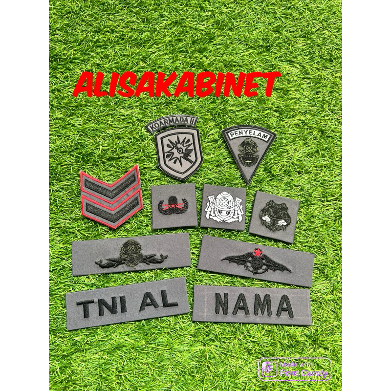 Brivet Bordir Perkeras Full Set Penyelam TNI AL Layar