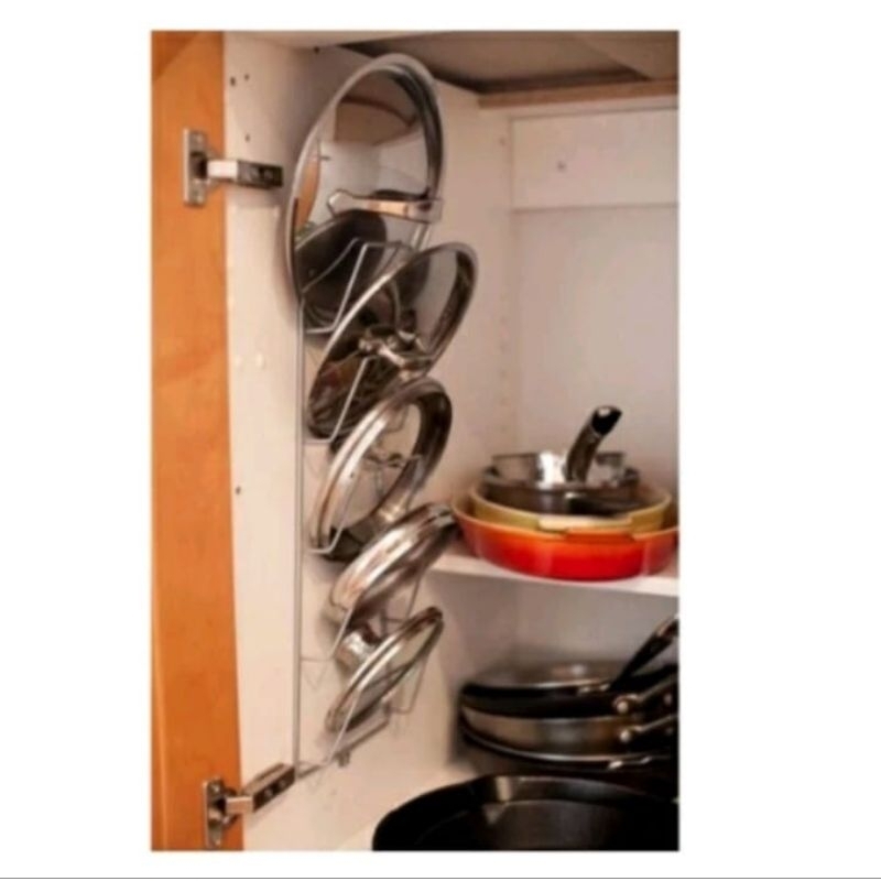 rak dinding tutup panci 5 susun tempat menyimpan tutup panci minimalis