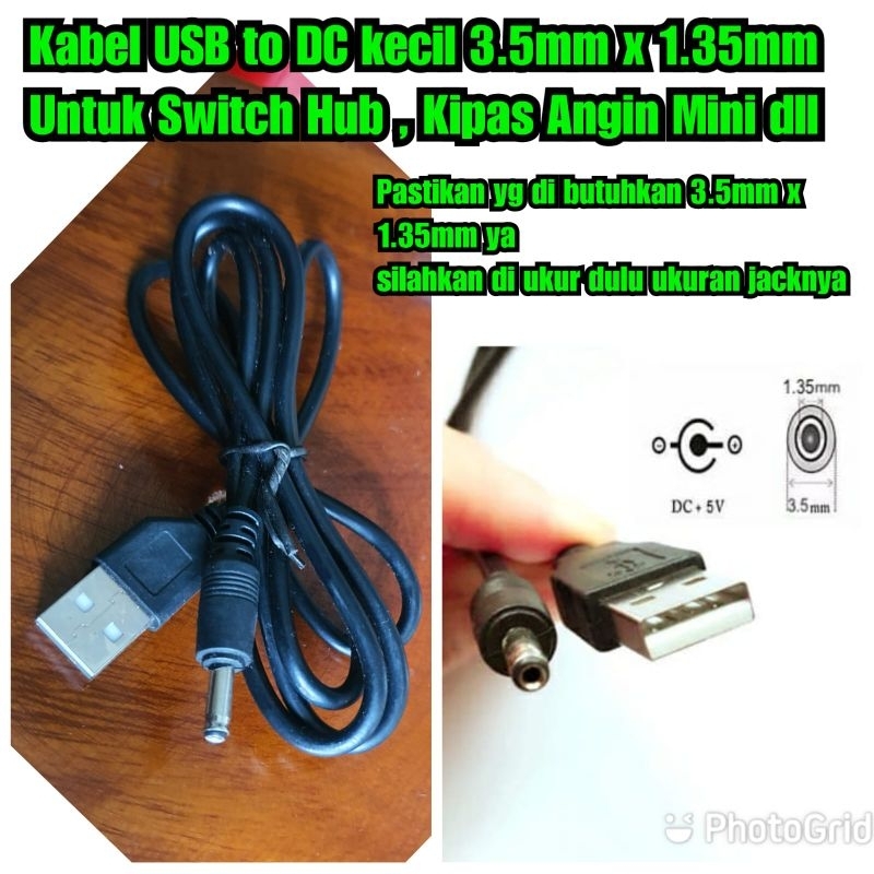 Kabel usb to dc 1.35mm untuk switch hub lan untuk kipas angin mini dll usb to dc 5v untuk  lan hub u